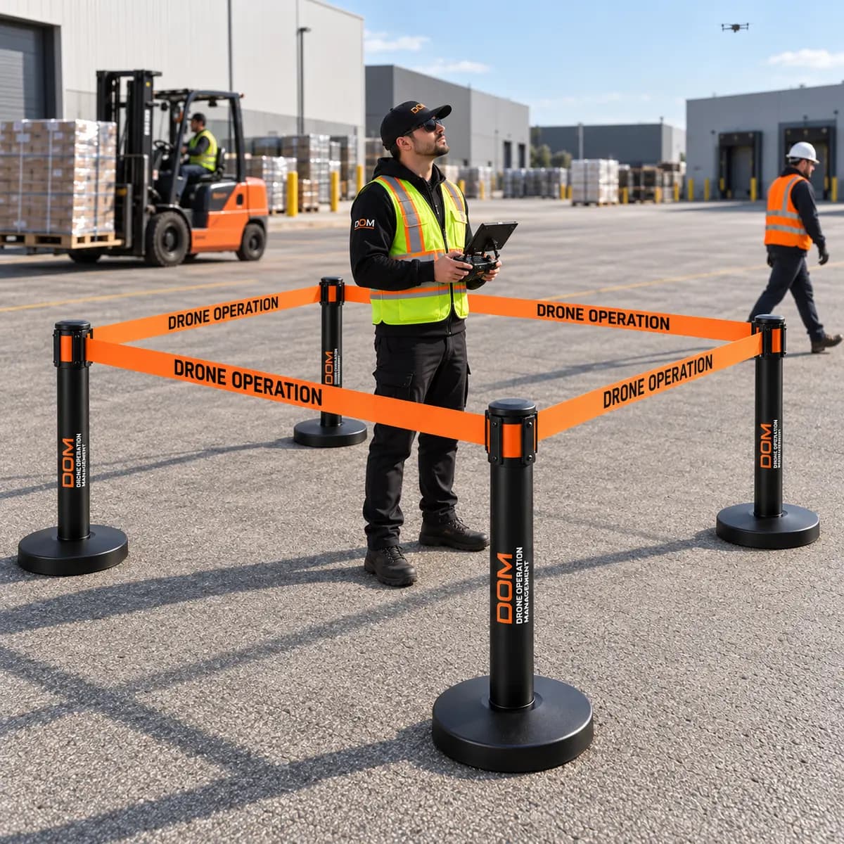 Four Drone Operation retractable barriers